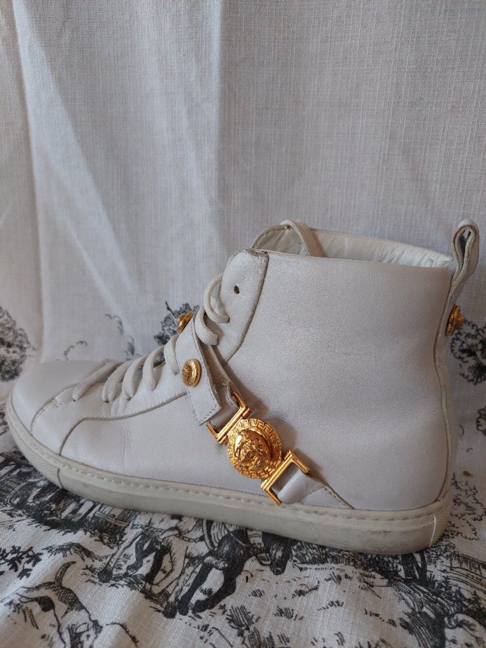 Versace White Medusa VELCRO® Strap High Top Sneaker Italy EU 37.5